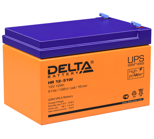 DELTA battery HR 12-51 W ∙ Аккумулятор 12В 12 А∙ч
