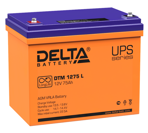 DELTA battery DTM 1275 L ∙ Аккумулятор 12В 75 А∙ч