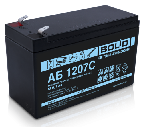 Болид АБ 1207С ∙ Аккумулятор 12В 7 А∙ч