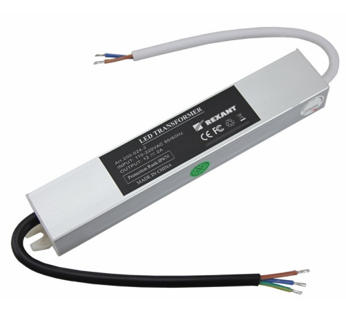 Rexant 200-024-2 ∙ Источник питания 110-220 V AC/12 V DC 2 А 24 W с проводами влагозащищенный (IP67)