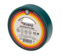 Kranz KR-09-2203 ∙ Изолента ПВХ 0.13х19 мм, 25 м, зеленая KRANZ ∙ кратно 5 шт