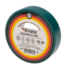 Kranz KR-09-2203 ∙ Изолента ПВХ 0.13х19 мм, 25 м, зеленая KRANZ ∙ кратно 5 шт