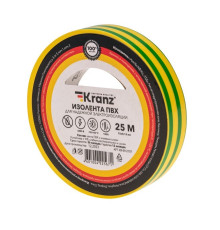 Kranz KR-09-2107 ∙ Изолента ПВХ 0.13х15 мм, 25 м, желто-зеленая KRANZ ∙ кратно 5 шт