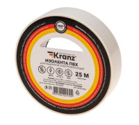 Kranz KR-09-2201 ∙ Изолента ПВХ 0.13х19 мм, 25 м, белая KRANZ ∙ кратно 5 шт