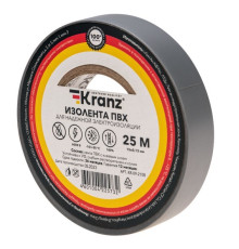 Kranz KR-09-2108 ∙ Изолента ПВХ 0.13х15 мм, 25 м, серая KRANZ ∙ кратно 5 шт