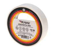 Kranz KR-09-2001 ∙ Изолента ПВХ 0.13х15 мм, 10 м, белая KRANZ ∙ кратно 10 шт