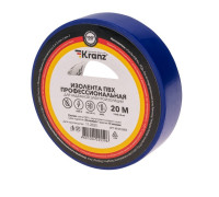 Kranz KR-09-2805 ∙ Изолента ПВХ профессиональная, 0,18х19 мм, 20 м, синяя KRANZ ∙ кратно 10 шт