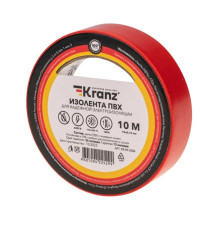 Kranz KR-09-2004 ∙ Изолента ПВХ 0.13х15 мм, 10 м, красная KRANZ ∙ кратно 10 шт