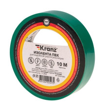 Kranz KR-09-2003 ∙ Изолента ПВХ 0.13х15 мм, 10 м, зеленая KRANZ ∙ кратно 10 шт