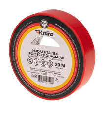Kranz KR-09-2804 ∙ Изолента ПВХ профессиональная, 0.18х19 мм х 20 м, красная KRANZ ∙ кратно 10 шт