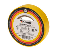 Kranz KR-09-2202 ∙ Изолента ПВХ 0.13х19 мм, 25 м, желтая KRANZ ∙ кратно 5 шт