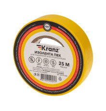 Kranz KR-09-2202 ∙ Изолента ПВХ 0.13х19 мм, 25 м, желтая KRANZ ∙ кратно 5 шт