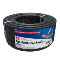 01-8202-50 ∙ Кабель силовой медный ВВГ-Пнг(А) 2x2,5 мм², 50м ГОСТ Rexant