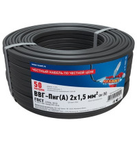 01-8201-50 ∙ Кабель силовой медный ВВГ-Пнг(А) 2x1,5 мм², 50м ГОСТ Rexant