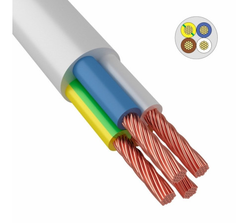 Провод ПВС 4x2,5 мм² белый ГОСТ ВКЗ 100м