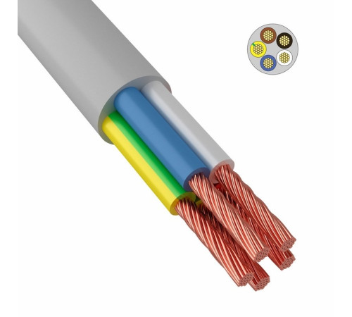 Провод ПВС 5x1,5 мм² белый ГОСТ ВКЗ 100м