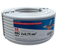 Rexant 01-8030-50 ∙ Провод соединительный ПВС 2x0,75 мм², белый, длина 50 метров, ГОСТ 7399-97 REXANT