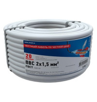Rexant 01-8035-20 ∙ Провод соединительный ПВС 2x1,5 мм², белый, длина 20 метров, ГОСТ 7399-97 REXANT