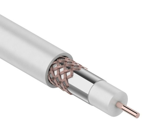 01-2223 ∙ Кабель коаксиальный RG-6U+Cu, 75 Ом, Cu/Al/Cu, 75%, 100м, Indoor, белый, Rexant
