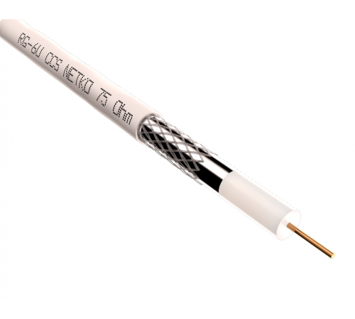51157 ∙ Кабель коаксиальный RG-6U Netko, 75 Ом (CCS, оплетка 32 нити AL), белый (100м)