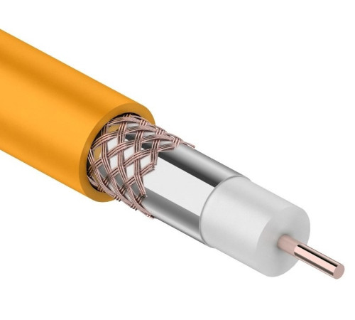 01-2654 ∙ Кабель коаксиальный RG-6U+Cu нг(А)-HF, Cu/Al/Cu, 64%, 75 Ом, 100м, Indoor, оранжевый, Rexant