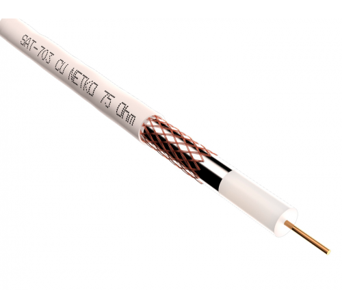52028 ∙ Кабель коаксиальный SAT-703 Netko, B, 75 Ом (CU, оплетка 48 нитей CCA), белый (100м)