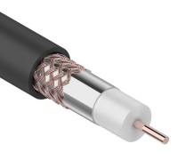 01-2222 ∙ Кабель коаксиальный RG-6U+Cu, 75 Ом, Cu/Al/Cu, 100м, черный Outdoor, Rexant