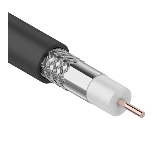 01-2205-1 ∙ Кабель коаксиальный RG-6U, 75 Ом, CCS/Al/Al, 48%, 100м, Outdoor, черный, PROconnect