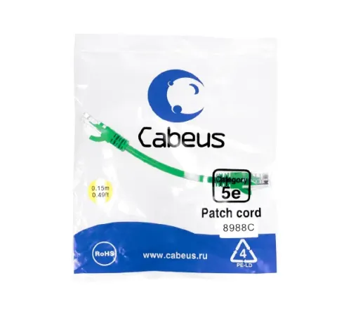 PC-UTP-RJ45-CAT.5E-0.15M-GN-LSZH Cabeus