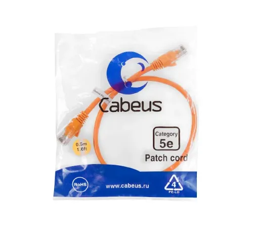 PC-UTP-RJ45-CAT.5E-0.5M-OR Cabeus