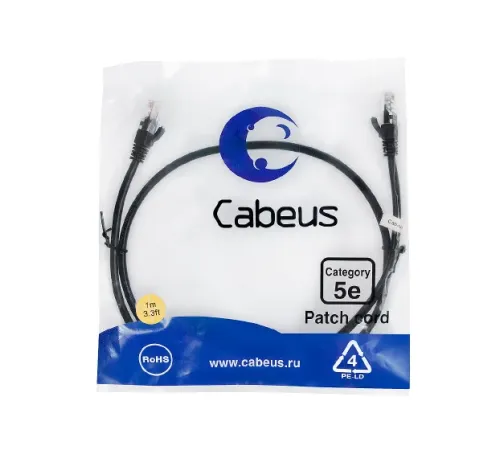 PC-UTP-RJ45-CAT.5E-1M-BK Cabeus