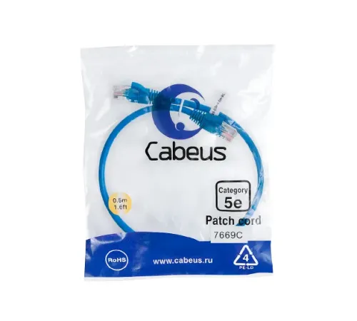 PC-UTP-RJ45-CAT.5E-0.5M-BL Cabeus
