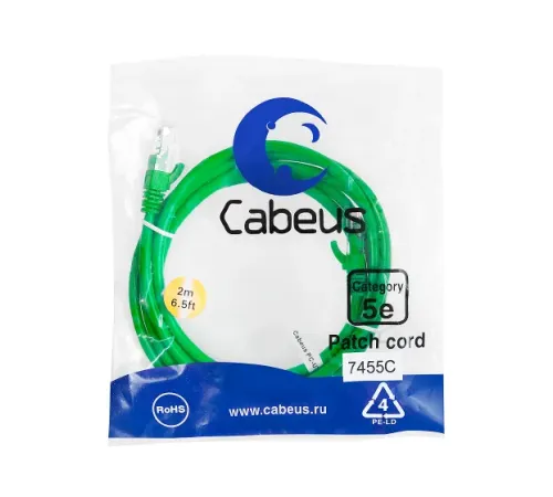 PC-UTP-RJ45-CAT.5E-2M-GN Cabeus