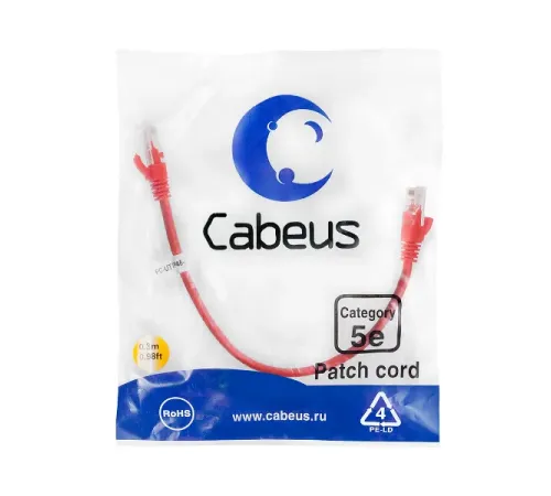 PC-UTP-RJ45-CAT.5E-0.3M-RD-LSZH Cabeus
