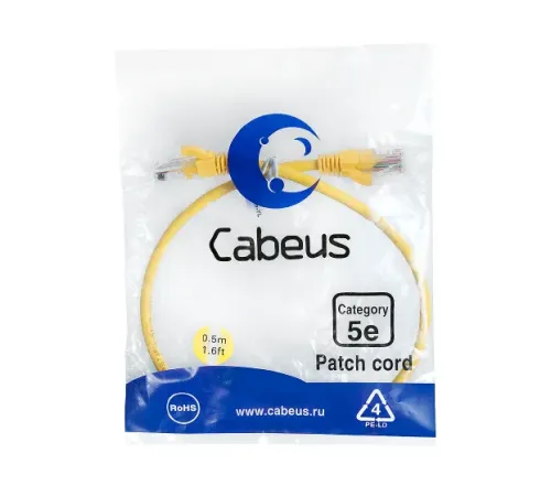 PC-UTP-RJ45-CAT.5E-0.5M-YL Cabeus