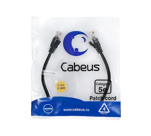 PC-UTP-RJ45-CAT.5E-0.3M-BK Cabeus