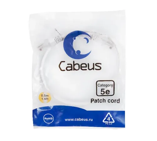 PC-UTP-RJ45-CAT.5E-0.5M-WH Cabeus