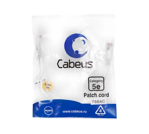 PC-UTP-RJ45-CAT.5E-0.3M-WH Cabeus