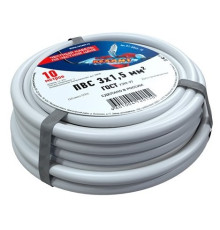 Rexant 01-8046-10 ∙ Провод соединительный ПВС 3x1,5 мм², белый, длина 10 метров, ГОСТ 7399-97 REXANT
