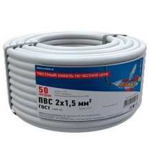 Rexant 01-8035-50 ∙ Провод соединительный ПВС 2x1,5 мм², белый, длина 50 метров, ГОСТ 7399-97 REXANT