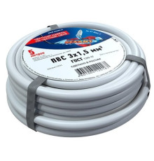 Rexant 01-8046-5 ∙ Провод соединительный ПВС 3x1,5 мм², белый, длина 5 метров, ГОСТ 7399-97 REXANT