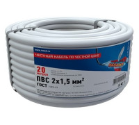 Rexant 01-8035-20 ∙ Провод соединительный ПВС 2x1,5 мм², белый, длина 20 метров, ГОСТ 7399-97 REXANT