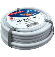 Rexant 01-8035-10 ∙ Провод соединительный ПВС 2x1,5 мм², белый, длина 10 метров, ГОСТ 7399-97 REXANT