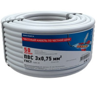 Rexant 01-8042-50 ∙ Провод соединительный ПВС 3x0,75 мм², белый, длина 50 метров, ГОСТ 7399-97 REXANT