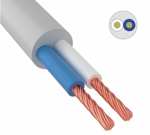 Провод ПВС 2х0,75 мм² белый ГОСТ ВКЗ 200м
