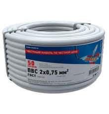 Rexant 01-8030-50 ∙ Провод соединительный ПВС 2x0,75 мм², белый, длина 50 метров, ГОСТ 7399-97 REXANT