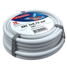 Rexant 01-8042-10 ∙ Провод соединительный ПВС 3x0,75 мм², белый, длина 10 метров, ГОСТ 7399-97 REXANT
