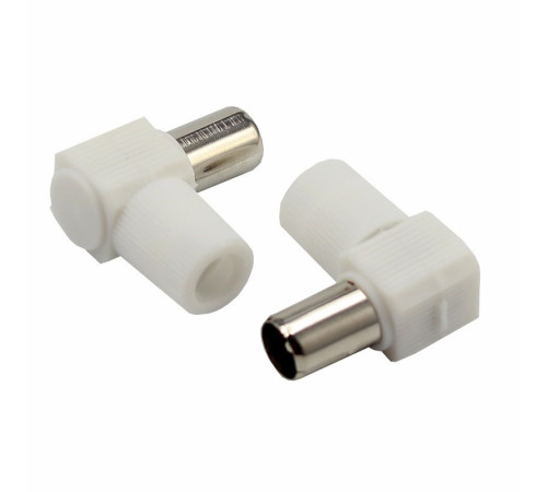 Rexant 06-0014-A ∙ Разъем антенный на кабель, (штекер-TV угловой), белый, (1шт.) REXANT ∙ кратно 10 шт