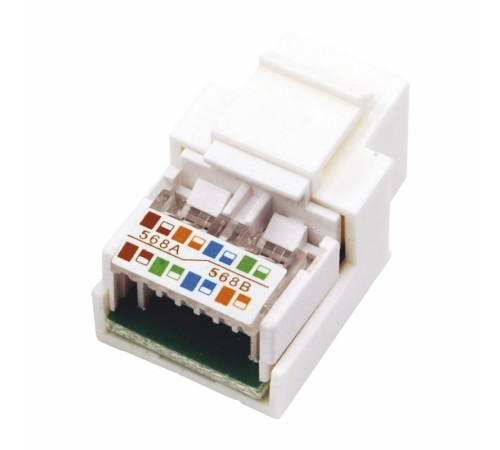 03-1011 ∙ Модуль Keystone Jack RJ-45(8P8C), UTP неэкранированный, кат 5e, тип 180 градусов, белый Rexant ∙ кратно 10 шт