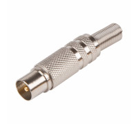 Rexant 06-0016-A ∙ Разъем антенный на кабель, (штекер-TV никель с пружиной), (1шт.) REXANT ∙ кратно 10 шт